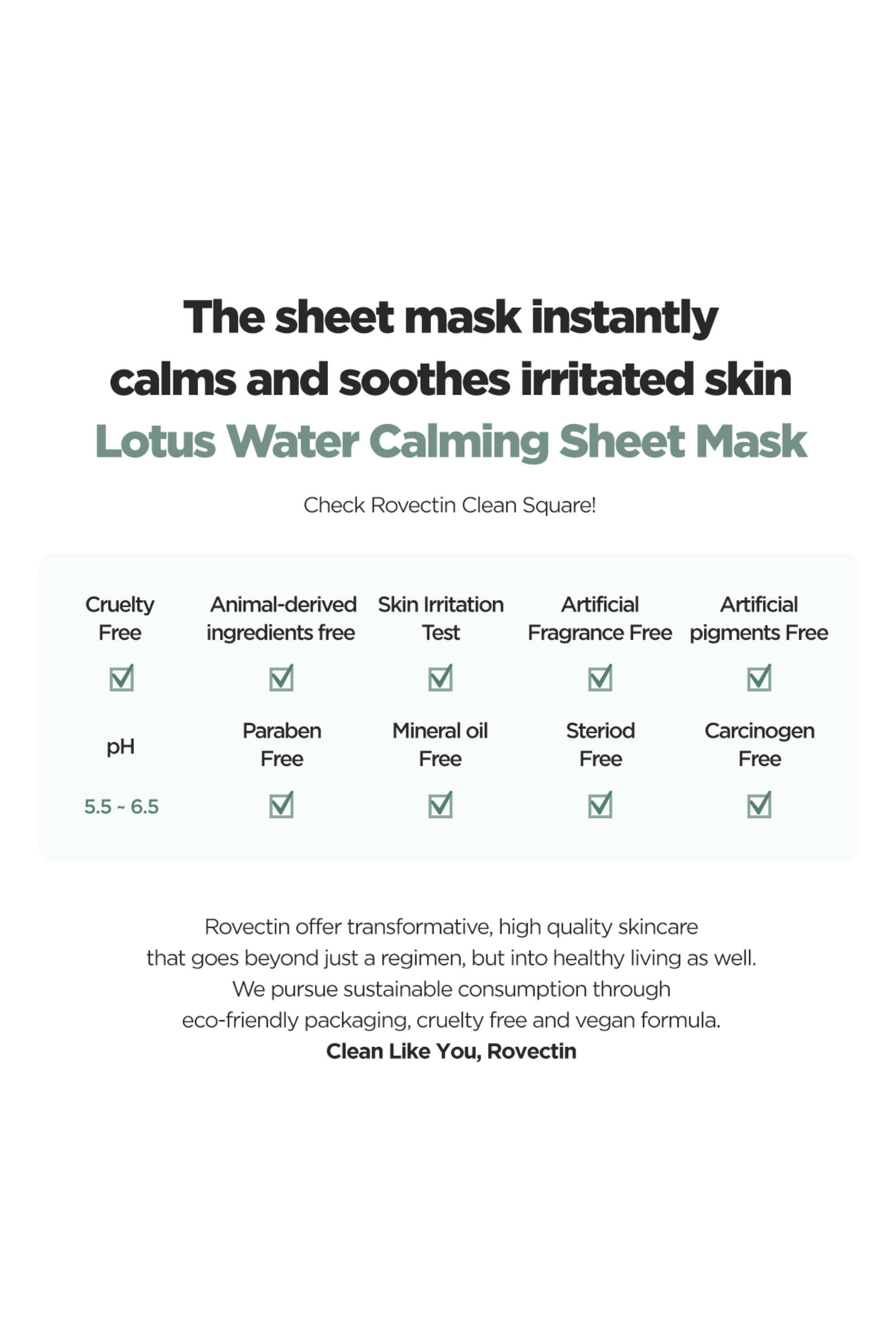 Lotus Water Calming Sheet Mask - Rovectin Skin Essentials