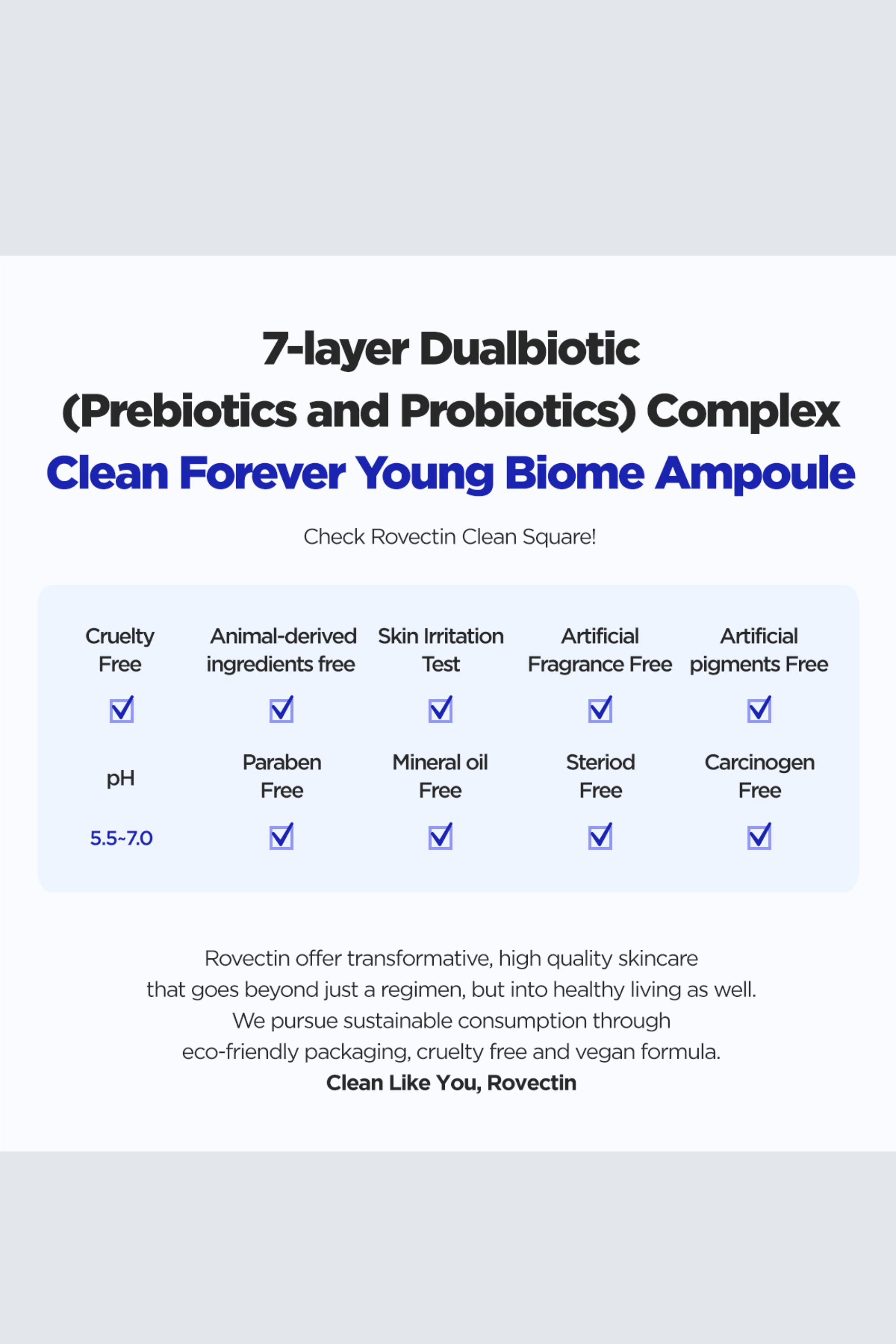 Clean Forever Young Biome Ampoule - Rovectin Skin Essentials