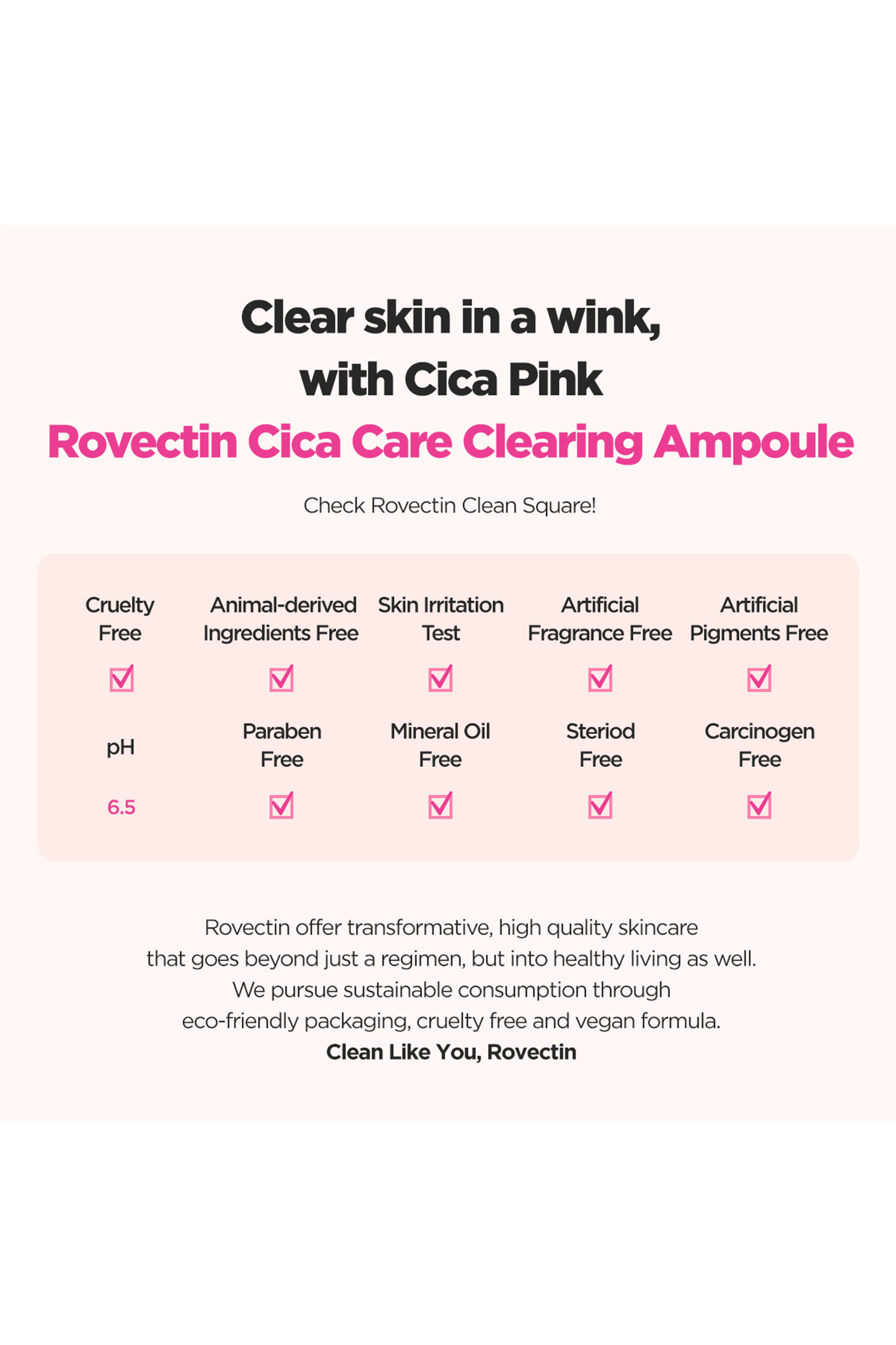 Cica Care Clearing Ampoule - Rovectin Skin Essentials