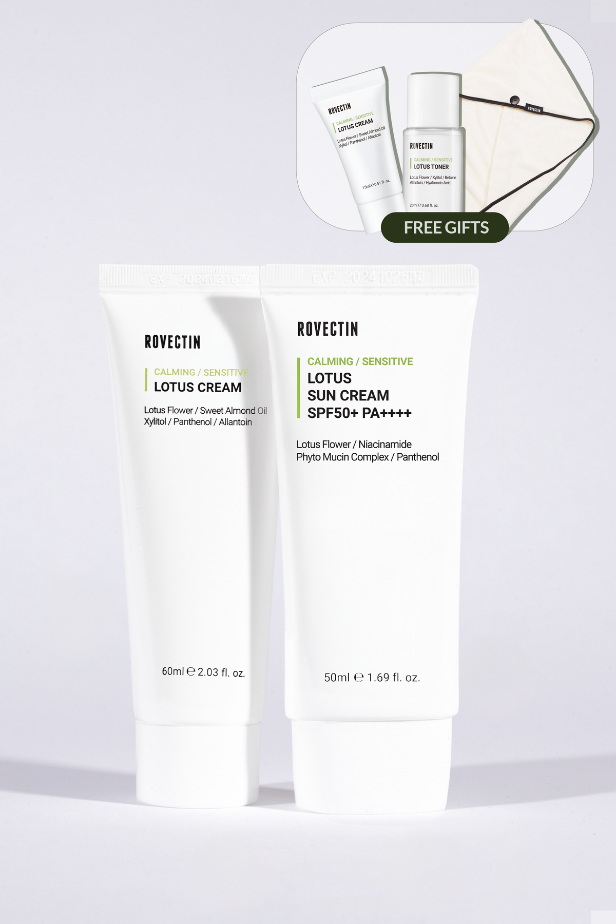 Rovectin Skin Essentials | Calming Lotus Cream & Sun Cream Set